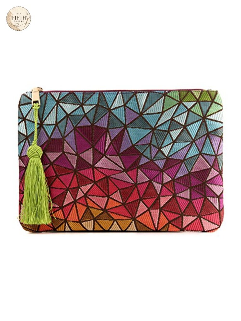 Bohemian Knit Clutch Purse Wristlet Slim Zippered Fringe Tassel